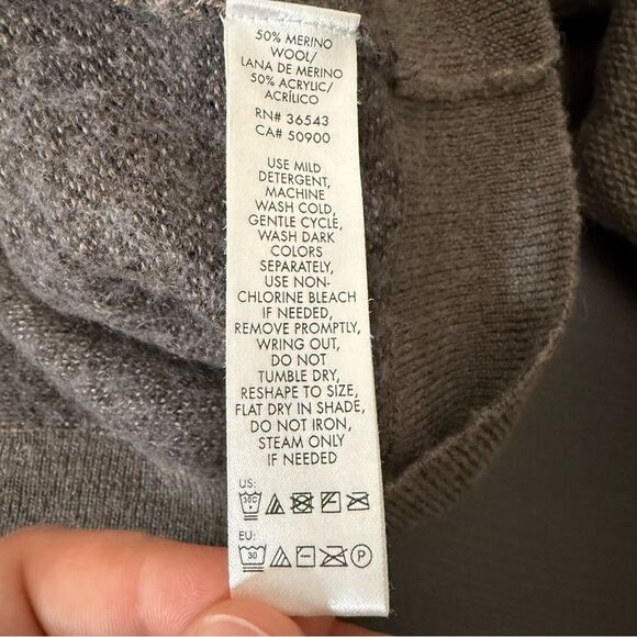 Calvin Klein Italian Yarn Sweater Womens Sz L Brown Crewneck Merino Wool Blend - Picture 8 of 10